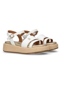 Tommy Hilfiger Kinder Keilsandalette, Gr. 33, weiß, Synthetik, modisch, Schuhe, Sandalette, Plateausandale mit modischem Absatz