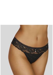 Lascana Damen String, Gr. 36, schwarz, Spitze, Obermaterial: 88% Polyamid, 6% Elasthan, 6% Polyester, Unterhosen, rundum aus zarter Jacquardspitze
