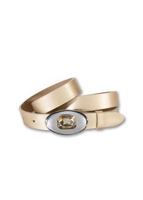Silbergift Damen Koppelgürtel, beige, elegant,feminin,klassisch,modisch, Gr. 90, Rindsleder, Gürtel, Mit Glitzerstein auf der Schließe