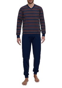 Götzburg GÖTZBURG Herren Pyjama "Zartbitter", Gr. 50, blau, Frottee, Obermaterial: 81% Baumwolle, 19% Polyester, gestreift, casual, Homewear-Sets,
