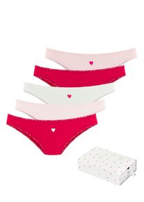 Lascana Damen Brasilslip, Gr. 32, rot, Single Jersey, Obermaterial: 95% Baumwolle, 5% Elasthan. Spitze: 90% Polyamid, 10% Elasthan, bedruckt,