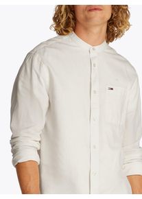 Tommy Jeans Herren Langarmhemd "TJM LINEN MIX BAND COLLAR SHIRT", beige, casual, Gr. L, Web, Obermaterial: 58% Baumwolle, 42% Leinen, Hemden