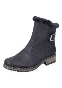 Rieker Damen Winterstiefelette, Gr. 37, schwarz, Lederimitat, Textil, klassisch, Schuhe, mit Zierschnalle am Schaft