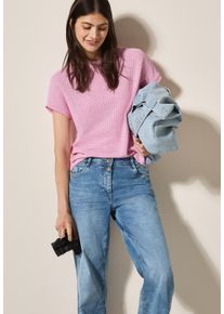 Cecil Damen T-Shirtcherry blossom pink, casual, Gr. L, unifarben, Strick, Obermaterial: 50% Baumwolle, 50% Polyester, Shirts, in luftiger Strick-Optik