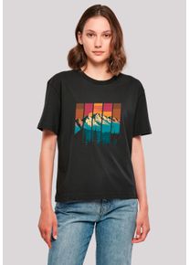 F4NT4STIC Damen T-Shirt "Berg Sonnenuntergang Retro", schwarz, casual, Gr. S, Obermaterial: 100% Baumwolle, Shirts, Premium Qualität