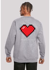 F4NT4STIC Herren Kapuzenpullover "Pixel Herz Happy New Year Silvester", grau, casual, Gr. L, Obermaterial: 50% Baumwolle, 50% Polyester, Pullover,