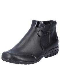 Rieker Damen Winterstiefelette, Gr. 40, schwarz, Lederimitat, Lacklederimitat, Elastischer Einsatz, unifarben, klassisch, Schuhe, Chelseaboots,