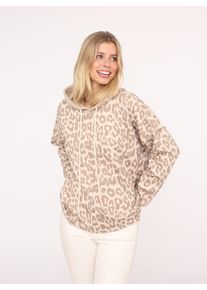 Zwillingsherz Damen Hoodie ""Leo"", beige, modisch, Gr. S, gemustert, Sweatware, Obermaterial: 82% Polyester, 15% Viskose, 3% Elasthan, Sweatshirts,