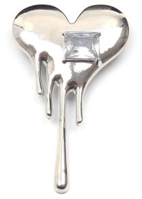 Firetti Damen Brosche "Schmuck Geschenk Ansteckschmuck Herz mit großem Stein glitzernd", weiß, Metall, Broschen, mit Glasstein