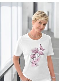 Classic Basics Damen Kurzarmshirt "Shirt", rosa, Gr. 40, geblümt, gemustert, mehrfarbig, 100% Baumwolle, Shirts