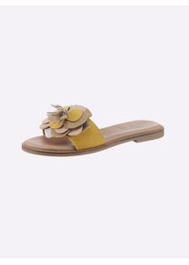 Heine Damen Pantolette, Gr. 39, bunt, Leder, Veloursleder, Glattleder, Glattleder, modisch, Schuhe