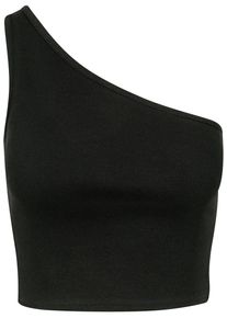 Urban Classics Herren Muskelshirt "Urban Classics Damen Ladies Cropped Asymmetric Top", schwarz, casual, Gr. M, unifarben, 97% Baumwolle, 3%