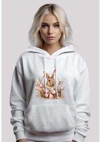 F4NT4STIC Damen Kapuzenpullover "Osterhasen Korb Dekor", weiß, casual, Gr. S, Obermaterial: 65% Baumwolle, 35% Polyester, Pullover, Premium Qualität