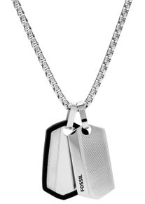 Fossil Damen Kette mit Anhänger "VINTAGE CASUAL, JF03996040", Edelstahl, L: 66cm B: 2,8mm, schwarz, Edelstahl, B:2,8mm, Halsketten