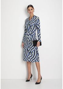 HECHTER PARIS Damen Midikleid, blau, feminin, Gr. 34, Web, Obermaterial: 100% Viskose, Kleider, mit Bindegürtel