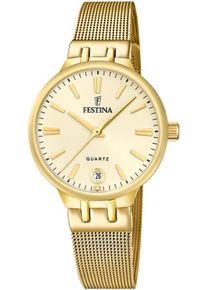 Festina Damen Quarzuhr "Mademoiselle"goldfarben, creme, Armbanduhren, Armbanduhr, Damenuhr, Edelstahlarmband, analog, Datum