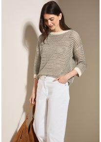 Cecil Damen Strickpullover, lila, casual, Gr. XL, Strukturmuster, Stoff, 42% Viskose, 38% Polyester, 18% Baumwolle, 2% Metallfasern, Pullover, mit