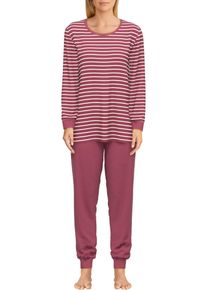 Götzburg GÖTZBURG Damen Pyjama "Herbstblüte", Gr. 40, rot, Interlock, Obermaterial: 100% Baumwolle, gestreift, casual, Homewear-Sets, Langarm,