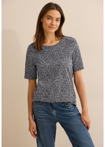Cecil Damen T-Shirt, blau, casual, Gr. L, bedruckt, Web, 100% Baumwolle, Shirts, mit grafischem Muster