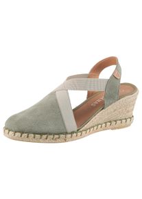 VERBENAS Damen Keilsandalette "Milena Serraje", Gr. 42, grün, Veloursleder, casual, Schuhe, Sommerschuh, Riemchensandale, Urlaubschuh, Keilabsatz mit
