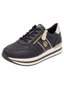 Remonte Damen Plateausneaker, Gr. 41, beige, Leder, Lederimitat, kontrastfarbene Details, sportlich, Schuhe, Freizeitschuh, Halbschuh, Schnürschuh