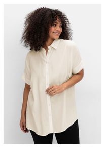 sheego Damen Hemdbluse "Große Größen", beige, klassisch, Gr. 54, unifarben, Obermaterial: 100% Viskose (LENZING ECOVERO), Blusen, mit überschnittenen