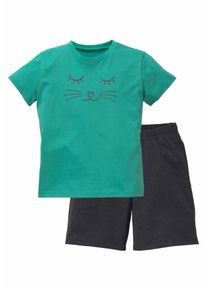 Vivance Kinder Pyjama, Gr. 122, grau, Jersey, Obermaterial: 100% Baumwolle, unifarben, bedruckt, Basic, Homewear-Sets, Schlafanzug mit Cat Print