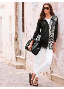 Heine Damen Shirtjacke "Shirtjacke", schwarz-weiß, Gr. 40, gemustert, animal-print, mehrfarbig, bedruckt, 95% Viskose, 5% Elasthan, Shirts