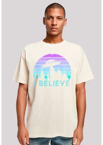 F4NT4STIC Herren T-Shirt "I BELIEVE UFO Alien Raumschiff Retro", beige, casual, Gr. M, Obermaterial: 100% Baumwolle, Shirts, Premium Qualität