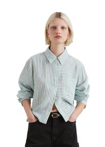 Marc O'Polo Damen Langarmbluse "aus Crinkle-Viskose-Mix", weiß, Gr. XL, MARC O'POLO DENIM, gestreift, Obermaterial: 87% Viskose, 13% Polyamid, Blusen