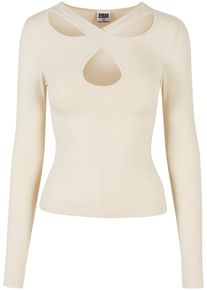 Urban Classics Damen Longsleeve "Urban Classics Damen Ladies Crossed Cut Out Longsleeve", beige, klassisch, Gr. M, unifarben, 95% Baumwolle, 5%