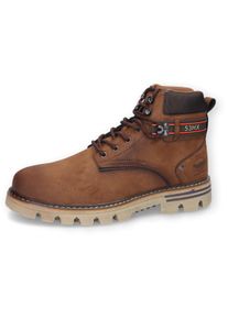 Herren Schnürboots, Dockers by Gerli, Gr. 43, braun, Lederimitat, Textil, used, casual, Schuhe, Workerboots, Stiefel mit bequemem Schaftabschluss aus
