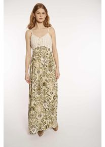 Haily's HAILY’S Damen Maxikleid "MX V DR Ka44ja"7610 beige div, feminin, Gr. XL, bedruckt, Web, Obermaterial: 100% Viskose, Kleider, mit Häkelspitze