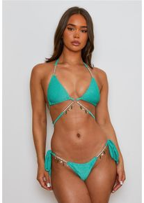 MODA MINX Damen Triangel-Bikini-Top "Lumiere Seychelles", blau, Gr. M, unifarben, 85% Polyester, 8% Elasthan, 7% Metall, Bikini-Oberteile, mit