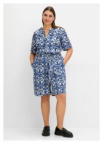 sheego Damen Bermudas "Große Größen", weiß, casual, Gr. 46, gemustert, Obermaterial: 83% Viskose, 17% Polyamid, Hosen, mit Schlupfbund und Stoffgürtel