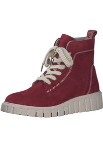 Tamaris Damen Schnürboots, Gr. 40, rot, Ziegenleder, unifarben, kontrastfarbene Details, casual, Schuhe, Keilabsatz, Schnürstiefelette mit