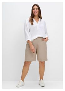 sheego Damen Bermudas "Große Größen", grau, casual, Gr. 44, unifarben, Obermaterial: 98% Baumwolle, 2% Elasthan, Hosen, in Chino-Optik