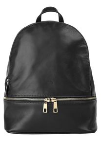 Pike PIKÉ Cityrucksack, schwarz, Rindsleder, Leder, klassisch, Rucksäcke, echt Leder, Made in Italy