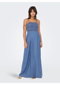 Only Damen Maxikleid "ONLCHARIS LIFE SMOCK MAXI DRESS WVN", blau, modisch, Gr. L, unifarben, Web, Obermaterial: 100% Lyocell, Kleider, Denim Look