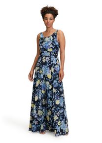 Vera Mont Damen Cocktailkleid "Vera Mont Cocktailkleid mit Wasserfallausschnitt", blau, feminin, Gr. 36, Chiffon, Obermaterial: 100% Polyester.