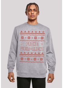 F4NT4STIC Herren Kapuzenpullover "Frohe Wein-Nacht", grau, casual, Gr. XXXL, Obermaterial: 50% Baumwolle, 50% Polyester, Pullover, Print