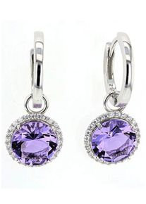 Firetti Damen Paar Creolen "Schmuck Geschenk Silber 925 Ohrschmuck Farbstein-Optik lila", Silber 925 (Sterlingsilber), lila, Silber 925