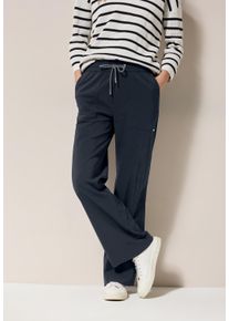 Cecil Damen Culotte, blau, casual, Gr. L, unifarben, Web, Stoff, 65% Baumwolle, 32% Polyester, 3% Elasthan, Hosen, High Waist