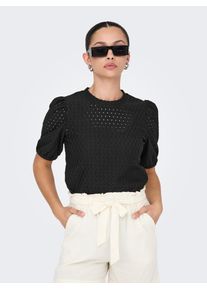 Only Damen Kurzarmshirt "ONLELISA S/S O-NECK TOP BOX JRS", schwarz, modisch, Gr. XL, unifarben, Jersey, Obermaterial: 98% Polyester, 2% Elasthan,