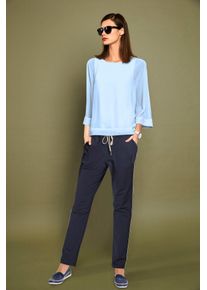 Heine Damen Blusenshirt "Blusenshirt", blau, Gr. 36, unifarben, 100% Polyester, Unterteil:5% Elasthan, 95% Viskose, Shirts
