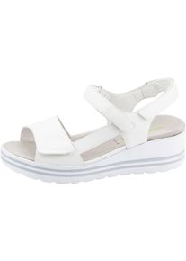 Waldläufer WALDLÄUFER Damen Keilsandalette "H-MICHELLE", Gr. 7, weiß, Nappaleder, unifarben, klassisch, Schuhe, Sandale, Sommerschuh, Bequemschuh in