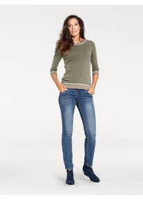 Heine Damen Rundhalspullover "Rundhals-Pullover", grün, Gr. 42, unifarben, 35% Baumwolle, 33% Polyamid, 29% Viskose, 2% Polyester, 1% metallisierte