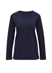 Damen Pyjamaoberteil "Schlafanzug-Shirt", Gr. 44, blau, 100% Baumwolle, unifarben, Shirts