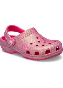 Crocs Kinder Clog "Classic Iridescent Glitter", Gr. 34, rosa, Croslite, Glitzer, casual, Schuhe, Glitzerschuh, Sandale, Hausschuh mit schwenkbarem