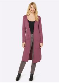 Heine Damen Longstrickjacke, lila, Gr. 38, unifarben, 100% Baumwolle, Strickjacken
